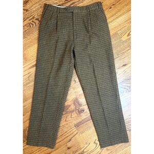Bobby Jones Collection Mens Plaid Wool Pleated Trousers Size 36 Made in Italy